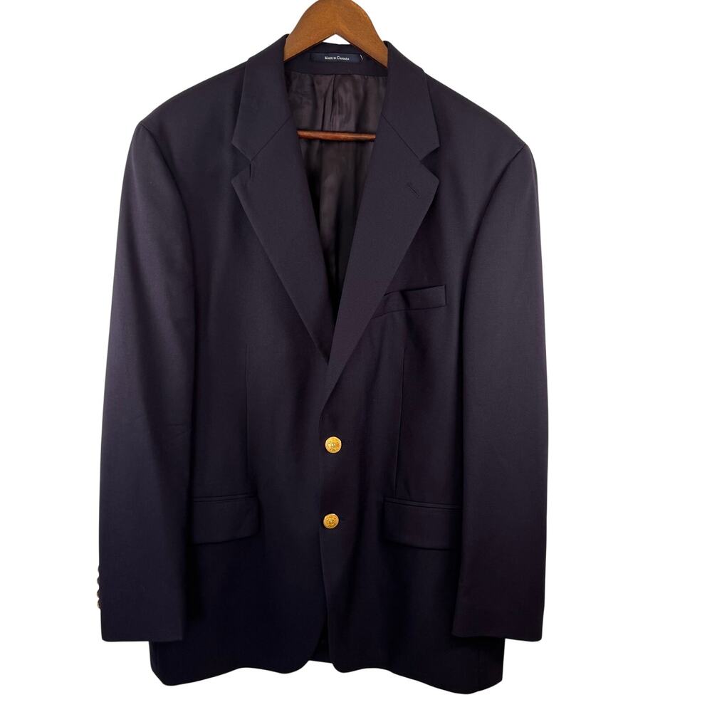 Chaps Ralph Lauren Men’s 42R Wool Blazer Blue Gold Equestrian Button Sport Coat